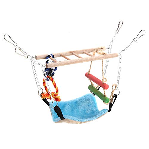Small Animal Swing Rope & Hammock | Cotton Climbing Toy for Parrots/Ferrets/Small Pets | Cage Hanging Net with Metal Clips | 21 x 7cm Sturdy Exercise Ladder von REXVTNS