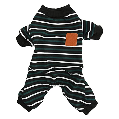 Streifenhund Pyjama | Tri - farbmodische Haustier -Overall | Weich und dehnbar für Hunde/Welpen/Katzen | Rippenmanschetten und offenes Bauchdesign | Alles - Tageskomfort (XL) von REXVTNS