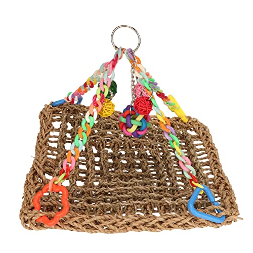 REXVTNS Vogelkletternetz mit Swing & Spielzeug | Bunte Hängematte für Papageien/Kakadouse/kleine Vögel | Chew - Starke Hangmatte für Käfigdekoration & Spiel | Sichere Vogel - sichere (L) von REXVTNS