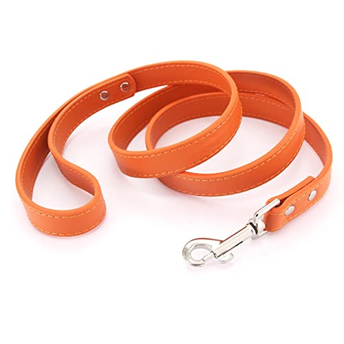 16 Farben Hundeleine Soild Color Leather Pet Walking Trainingsleinen for Kleine Mittelgroße Hunde Katze In Halsband Und Geschirr (Color : Orange, Size : S 1.5CM-120CM) von REYNEM