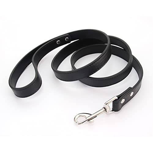 16 Farben Hundeleine Soild Color Leather Pet Walking Trainingsleinen for Kleine Mittelgroße Hunde Katze In Halsband Und Geschirr 120 cm (Color : Black, Size : M 2.0CM-120CM) von REYNEM