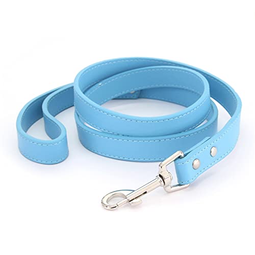 16 Farben Hundeleine Soild Color Leather Pet Walking Trainingsleinen for Kleine Mittelgroße Hunde Katze In Halsband Und Geschirr 120 cm (Color : Blue, Size : S 1.5CM-120CM) von REYNEM