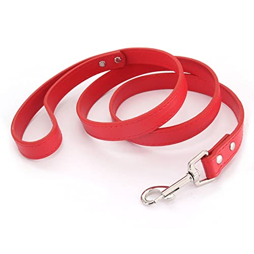 16 Farben Hundeleine Soild Color Leather Pet Walking Trainingsleinen for Kleine Mittelgroße Hunde Katze In Halsband Und Geschirr 120 cm (Color : Red, Size : M 2.0CM-120CM) von REYNEM