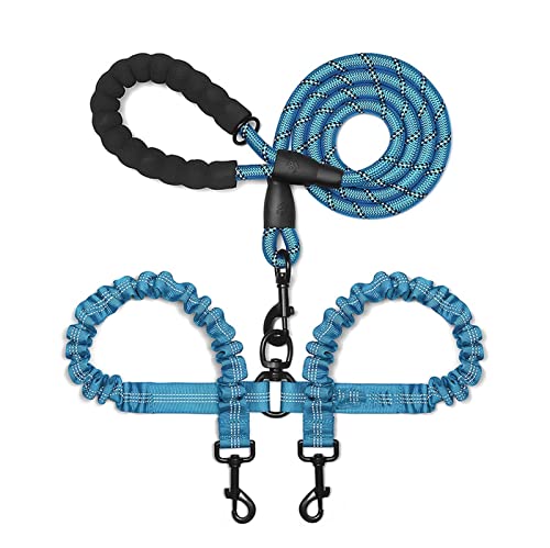 2 Two Dods Leash Coupler Double Twin Lead Walking Hundeleinen (Color : Blue) von REYNEM