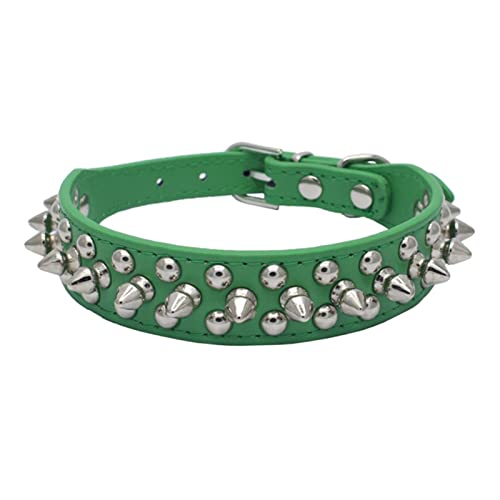 Anti-Biss-Hundehalsband for Kleine, Mittelgroße Hunde, Sport, Gepolsterte Bulldogge, Mops, Welpen, Große Hundehalsbänder, Haustierbedarf (Color : Green, Size : XS) von REYNEM