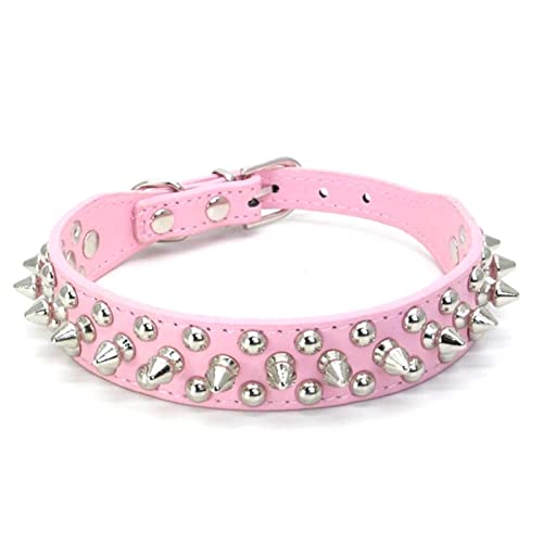 Anti-Biss-Hundehalsband for Kleine, Mittelgroße Hunde, Sport, Gepolsterte Bulldogge, Mops, Welpen, Große Hundehalsbänder, Haustierbedarf (Color : Pink, Size : XS) von REYNEM