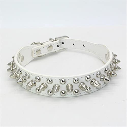 Anti-Biss-Hundehalsband for Kleine, Mittelgroße Hunde, Sport, Gepolsterte Bulldogge, Mops, Welpen, Große Hundehalsbänder, Haustierbedarf (Color : White, Size : S) von REYNEM