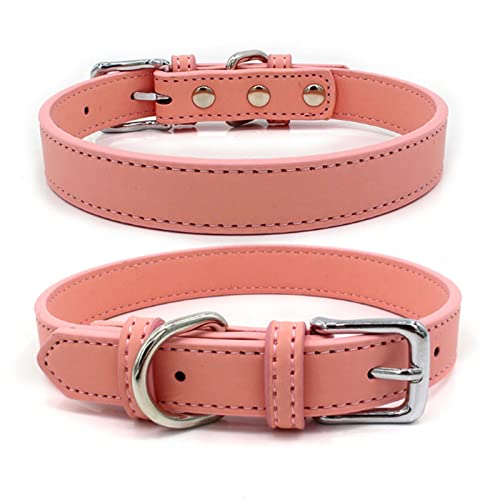 Comfort Dog Cat PU-Leder-Halsband, Verstellbares Haustierzubehör for Kleine Hunde, Welpen, Mascotas Supplies (Color : Pink, Size : M-Neck 30-38cm) von REYNEM