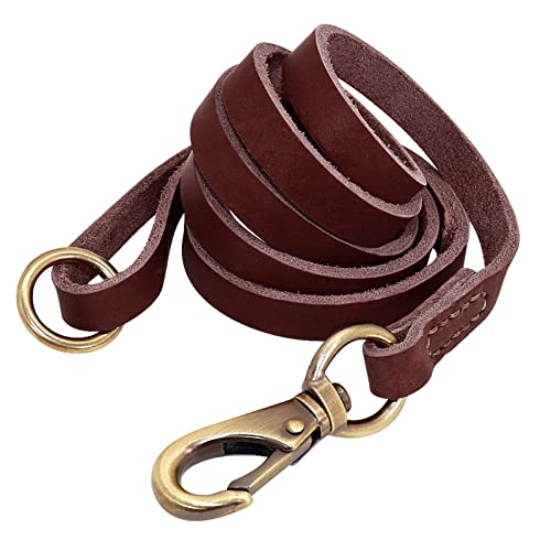 Echtes Leder Hundeleine 150cm Pet Walking Trainingsleine Echtes Leder for Deutsche Schäferhunde Golden Retriever Mittelgroße Hunde (Color : Coffee, Size : L) von REYNEM