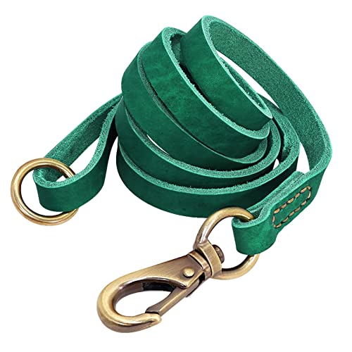 Echtes Leder Hundeleine 150cm Pet Walking Trainingsleine Echtes Leder for Deutsche Schäferhunde Golden Retriever Mittelgroße Hunde (Color : Green, Size : M) von REYNEM