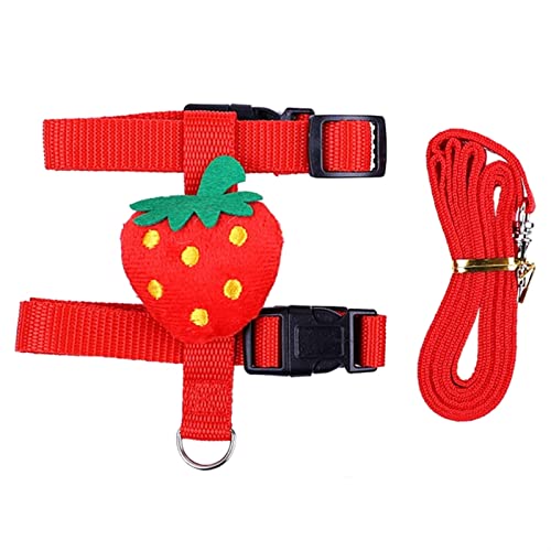 Häschen-Geschirr-Leine-Kaninchen-Kostüm-Kleintier-im Freien Zu Fuß Niedliche Kleidung (Color : Strawberry, Size : M) von REYNEM