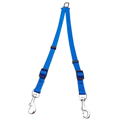 Haustier Hund Auto Sicherheitsgurt Verstellbare Leine Doppelkopf Nylon Hundesicherheitshalsband Sicherheitsgurt for Zwei Hunde Haustier Reisezubehör (Color : Blue) von REYNEM