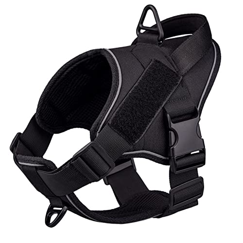 Hundegeschirr Reflektierendes, Atmungsaktives, Verstellbares Haustiergeschirr for Hundeweste, Eingeklebter Haustiername, Outdoor-Walking-Hundehalsbandriemen (Color : 8-Black, Size : S) von REYNEM