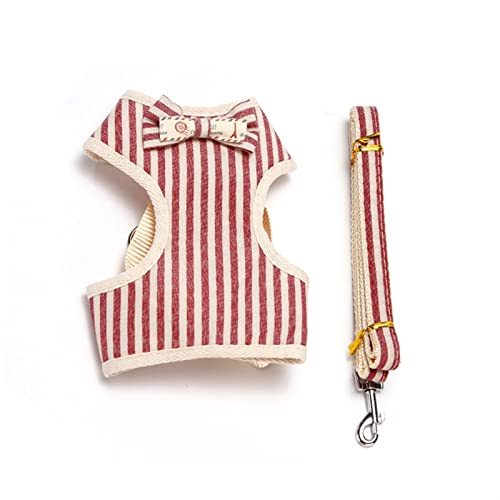 Hundegeschirr for Kleine Hunde, Katzen, Fliegen, Brustweste, Leine, Verstellbar, Atmungsaktiv, Haustiergeschirr Und Leine, Hundezubehör (Color : Pink Stripe, Size : S(for1-3kg)) von REYNEM