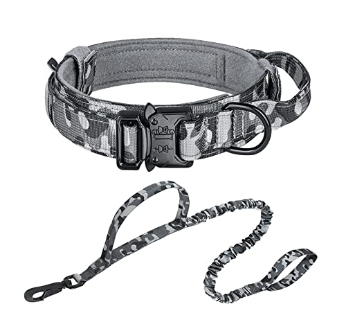 Hundehalsband Und Leine Im Taktischen Stil, Verstellbar, Deutscher Schäferhund, for Große Hunde, Gehtraining, Haustierzubehör ( Color : Collar and Leash-G-01 , Size : M ) von REYNEM