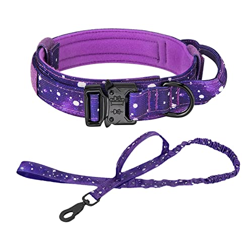 Hundehalsband Und Leine Im Taktischen Stil, Verstellbar, Deutscher Schäferhund, for Große Hunde, Gehtraining, Haustierzubehör ( Color : Collar and Leash-P , Size : XL ) von REYNEM