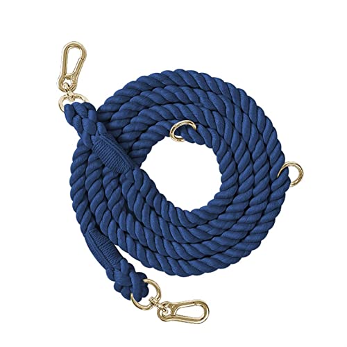 Hundeleine, Handgefertigt, Geflochtenes Seil, 250 cm, Starkes Baumwollseil, Strapazierfähige Leine for Kleine, Mittelgroße Und Große Hunde (Color : Dark Blue, Size : L 250x1.2cm) von REYNEM