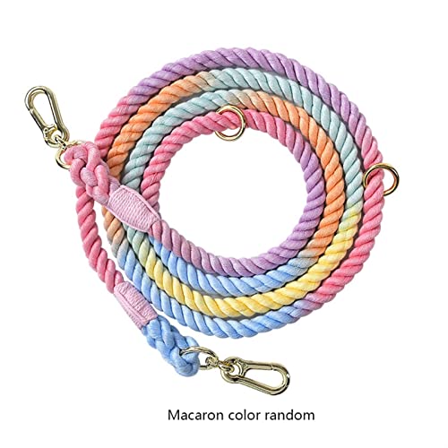 Hundeleine, Handgefertigt, Geflochtenes Seil, 250 cm, Starkes Baumwollseil, Strapazierfähige Leine for Kleine, Mittelgroße Und Große Hunde (Color : Macaron, Size : S 210x1.2cm) von REYNEM