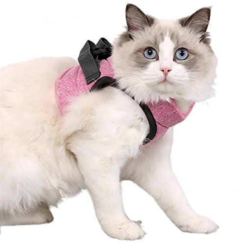 Leine Geschirr Katze Hund Einfarbiger Brustgurt Elastisch Wandern Kleintierbedarf (Color : Pink, Size : L) von REYNEM