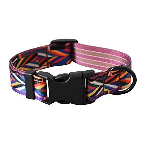 National Style Nylon Bedrucktes Hundehalsband Leine Verstellbarer Welpe Kleines Halsband Haustierhalsbänder for Hunde Haustier (Color : Dog collar-03, Size : M) von REYNEM