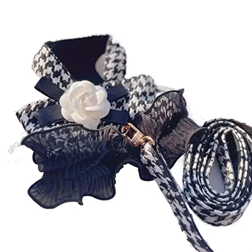 Pet Harness Leine Set Classic Houndstooth Dog Rock Kleidung Mit Flower Bowknot for Kleine Mittelgroße Hunde Katzen (Color : AS Photo, Size : XXS) von REYNEM