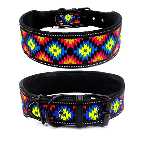 Reflektierendes Halsband, Verstellbares Hundehalsband for Mittelgroße Hunde, Leine, Mit Blumenmuster, Hundehalsband, Welpenhalsband, Heimtierbedarf (Color : Triangle, Size : M) von REYNEM