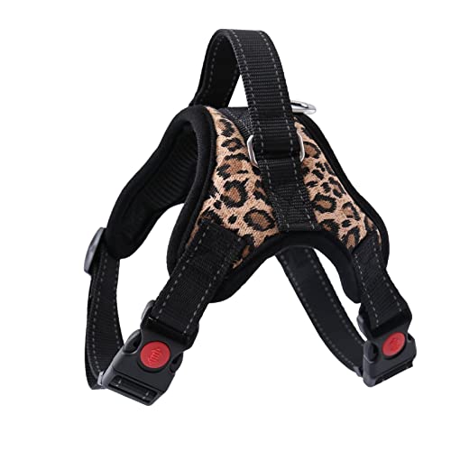 Strapazierfähiges, Reflektierendes Hundegeschirr for Hunde, Verstellbares Geschirr for Große Hunde, Gehgeschirr for Kleine, Mittelgroße Hunde (Color : Leopard, Size : M) von REYNEM