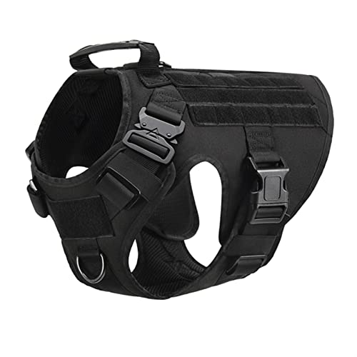 Tactical Military Vest Pet Deutscher Schäferhund Golden Retriever Tactical Training Hundegeschirr Und Leine Set for Alle Hunderassen (Color : Black Harness, Size : S(Below28kg)) von REYNEM