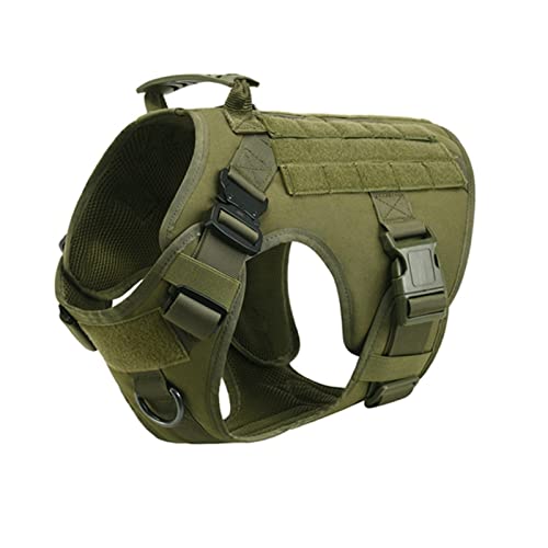 Taktisches Hundegeschirr Mit Taschen, Molle-System, Metallschnalle, Seitentaschen, Weste for Kleine, Mittelgroße Größen ( Color : Army Green Harness , Size : M ) von REYNEM