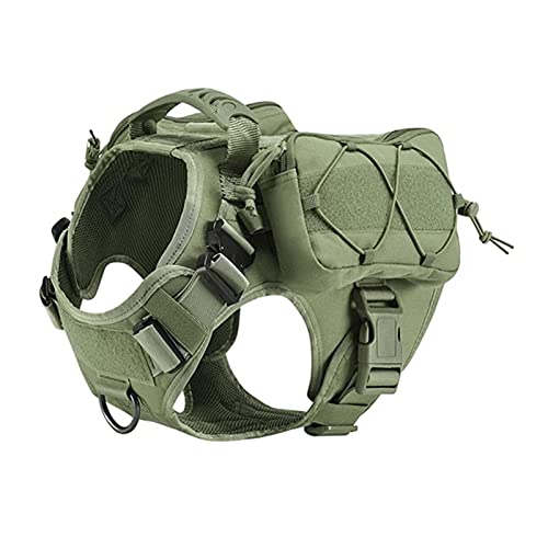 Taktisches Hundegeschirr Mit Taschen, Molle-System, Metallschnalle, Seitentaschen, Weste for Kleine, Mittelgroße Größen ( Color : Army Green Set , Size : L ) von REYNEM