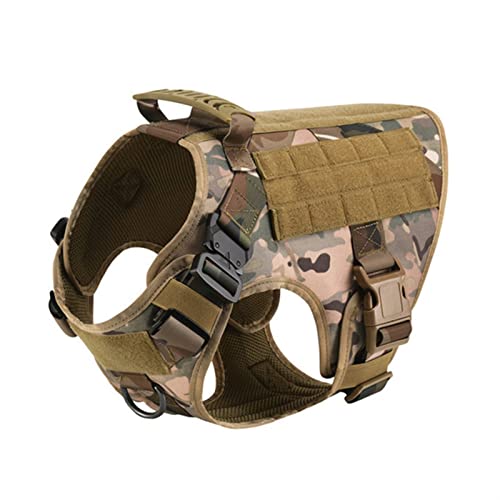 Taktisches Hundegeschirr Mit Taschen, Molle-System, Metallschnalle, Seitentaschen, Weste for Kleine, Mittelgroße Größen ( Color : Camouflage Harness , Size : M ) von REYNEM