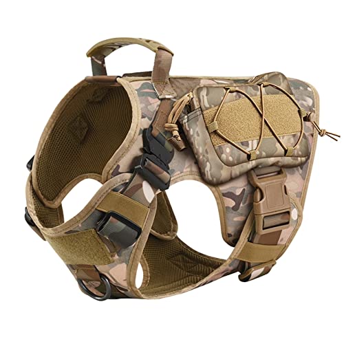 Taktisches Hundegeschirr Mit Taschen, Molle-System, Metallschnalle, Seitentaschen, Weste for Kleine, Mittelgroße Größen ( Color : Camouflage Set , Size : L ) von REYNEM