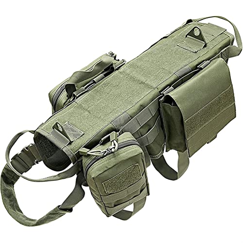 Taktisches Hundegeschirr Mit Taschen Weste No-Pull-Griff Komfortables Verstellbares Outdoor-Trainingsservice Camouflage-Geschirr ( Color : Army Green , Size : L ) von REYNEM