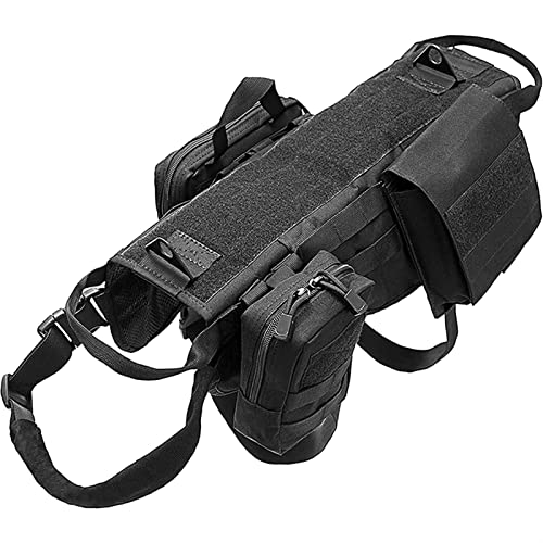 Taktisches Hundegeschirr Mit Taschen Weste No-Pull-Griff Komfortables Verstellbares Outdoor-Trainingsservice Camouflage-Geschirr ( Color : Black , Size : XL ) von REYNEM