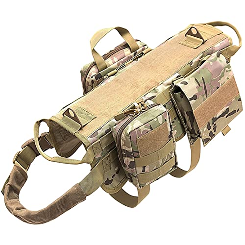 Taktisches Hunderucksack-Geschirr, Molle-Weste, No-Pull-Griff, Bequem, Verstellbar, Outdoor-Trainingsservice, Einfach Zu Fuß, Hundegeschirr ( Color : Camo set1 , Size : L ) von REYNEM