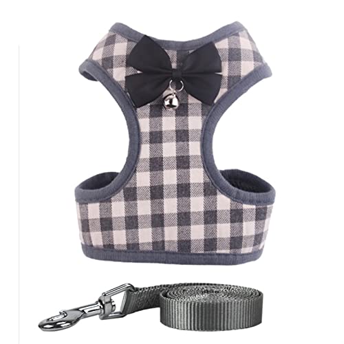 Welpen Katzen Kaninchen Geschirr Und Leine Set for Kleine Hunde Netzgeschirr Weste Kleid Schleife Brustgurt ChihuahuaHaustiere Zubehör (Color : 33-Gray, Size : M) von REYNEM