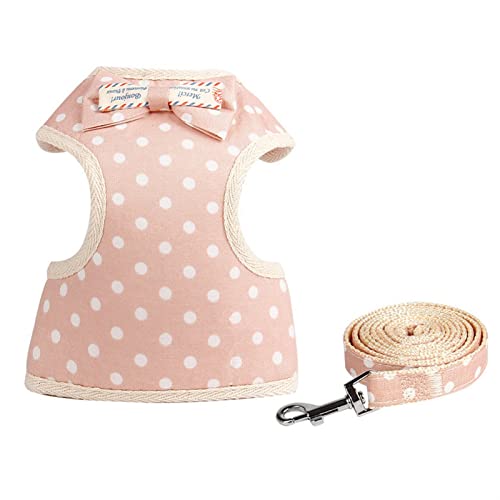 Welpen Katzen Kaninchen Geschirr Und Leine Set for Kleine Hunde Netzgeschirr Weste Kleid Schleife Brustgurt ChihuahuaHaustiere Zubehör (Color : Pink, Size : M) von REYNEM