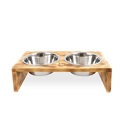 RF - Deer Hunde Futterstation mit 2 Edelstahlnäpfen, Futternapf Erhöht aus Holz, Fressnapf Katze, Hundenapf, Futternapf Katzen, Einfach Sauber zu Halten, 48x26x13 cm, Groß von RF - Deer