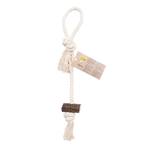 RF - Deer Kauseil für Hunde mit Hirschgeweih, 55-60 cm, Größe M, Spielzeug, Kauartikel, Natürlicher und sicherer Beißring, Langlebiges, Hirschgeweih und Baumwolle, Hard Version von RF - Deer