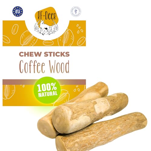 RF - Deer - Kaffeeholz für Hunde Größe S - 1 Stück - Hundekauartikel 100% natürlich Holzknochen als Hundespielzeug Sorgfältig poliert Chemikalienfrei Mit Futtermittelallergien Verhindert Zahnstein von RF - Deer