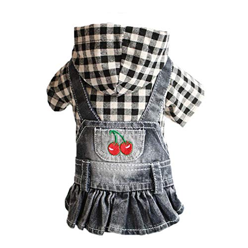 RFDFG XS-2XL Denim Hundekleidung Cowboy Pet Dog Coat Welpenkleidung für kleine Hunde Jeans Jacke Hundeweste Mantel Welpen Outfits Katzenkleidung, Black Plaid Cherry, M. RFDFG XS-2XL Denim Hundekleidung Cowboy Pet Dog Coat Welpenkleidung für kleine Hunde Jeans Jacke Hundeweste Mantel Welpen Outfits Katzenkleidung, Black Plaid Cherry, M. von RFDFG