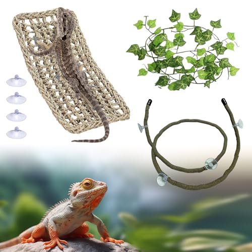 Bartdrachen-Hängematte, Terrarium Hängepflanze, Reben, künstliche Blätter, Reptilienversteck, Reptilien-Hängematte, Kletterbecken, Zubehör, Lebensraum-Dekor für Chamäleon, Eidechse, Gecko, Schlange Bartdrachen-Hängematte, Terrarium Hängepflanze, Reben, künstliche Blätter, Reptilienversteck, Reptilien-Hängematte, Kletterbecken, Zubehör, Lebensraum-Dekor für Chamäleon, Eidechse, Gecko, Schlange von RFYTDCF
