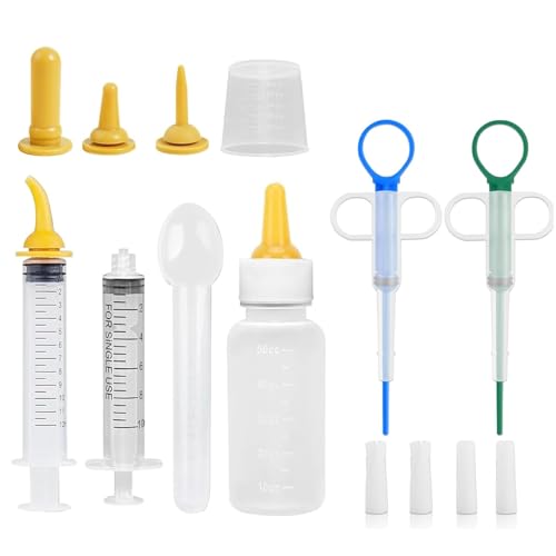RFYTDCF 11 Stück Aufzuchtflasche Katze mit Tablettengeber für Katzen, Aufzuchtmilch Katzen Set Abnehmbar Haustier Fütterung Silikon Nippel und Spritzen Mini Flasche Messbecher für Katzenaufzuchtmilch RFYTDCF 11 Stück Aufzuchtflasche Katze mit Tablettengeber für Katzen, Aufzuchtmilch Katzen Set Abnehmbar Haustier Fütterung Silikon Nippel und Spritzen Mini Flasche Messbecher für Katzenaufzuchtmilch von RFYTDCF