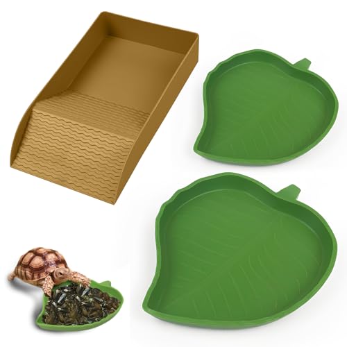 RFYTDCF Schildkröten Wasserschale, 3PCS Wasserbecken für Schildkröten mit Kletterrampe Reptilientanks Wasserschale Reptilien Badebecken Aquariumkäfigzubehör für Reptilien und Amphibien von RFYTDCF