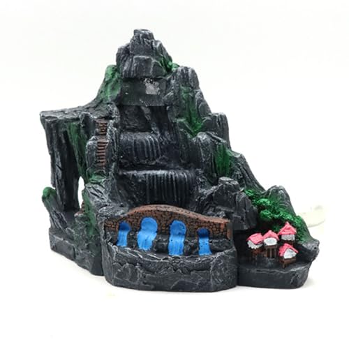 RGYBAO Zarte Aquarien Landschaft Kunstpflanze Wasserfall Terrarium Landschaft Garnelen Wasserfall Statue Aquarien Lebensraum Aquascaping von RGYBAO