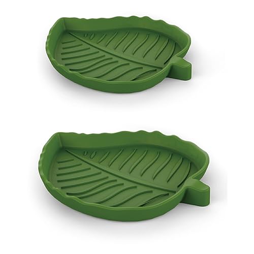 RGZD 2 pcs Blatt Reptilien Futter Wasser Schüssel Reptilien Schildkröte Futternapf Flach Trinkschale Wasserschale für Eidechsen, Hamster, Schlangen 2 Größen RGZD 2 pcs Blatt Reptilien Futter Wasser Schüssel Reptilien Schildkröte Futternapf Flach Trinkschale Wasserschale für Eidechsen, Hamster, Schlangen 2 Größen von RGZD