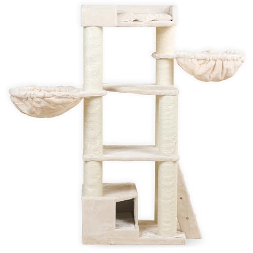RHRQuality Krabpaal voor Grote katten - Corner Coon Beige - met extra dikke 12cm sisalpalen von RHRQUALITY