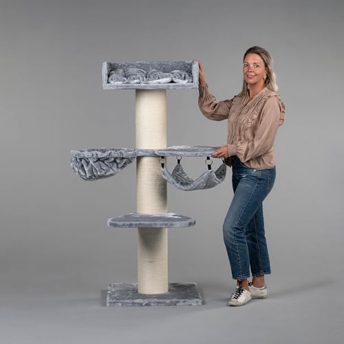 RHRQuality Kratzbaum für große Katzen – Royalty Crown Plus – 158 cm hoch – mit extra dicken 20 cm Sisalstämmen – hellgrau RHRQuality Kratzbaum für große Katzen – Royalty Crown Plus – 158 cm hoch – mit extra dicken 20 cm Sisalstämmen – hellgrau von RHRQUALITY