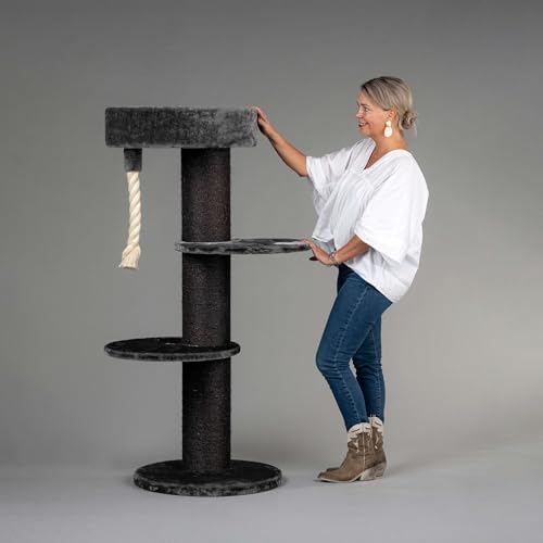 RHRQuality Krabpaal Voor Grote Katten - Maine Coon Sleeper – 150 cm Hoog – Met Extra Dikke 20 cm Sisalpalen – Blackline Donkergrijs von RHRQUALITY