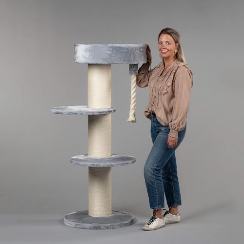 RHRQuality Kratzbaum für große Katzen – Maine Coon Sleeper – 150 cm hoch – mit extra dicken 20 cm Sisalstämmen – hellgrau RHRQuality Kratzbaum für große Katzen – Maine Coon Sleeper – 150 cm hoch – mit extra dicken 20 cm Sisalstämmen – hellgrau von RHRQUALITY